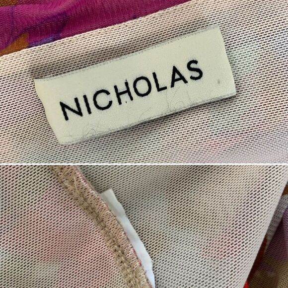 Nicholas Maeve Floral Ruched Dress Pink Abstract Floral Size XS - Picture 11 of 12